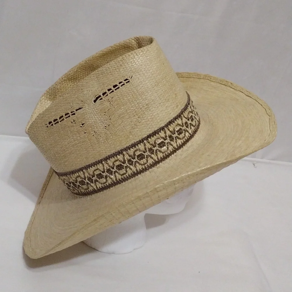 WARDS Western Boho Straw Hat Unisex Size 7.25 Cowgirl Cowboy Festival Chic